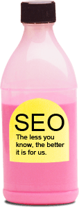 Image of bottle of SEO snake oil.