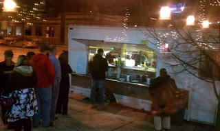 Photo of the line outside the taco truck.