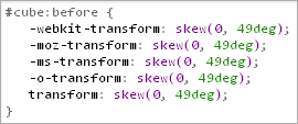 Image of vendor prefixes in CSS source code.