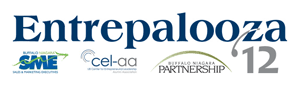 Entrepalooza logo, with co-sponsor logos for UB Center for Entrepreneurial Leadership, Buffalo Niagara Sales and Marketing Executives, Buffalo Niagara Partnership.