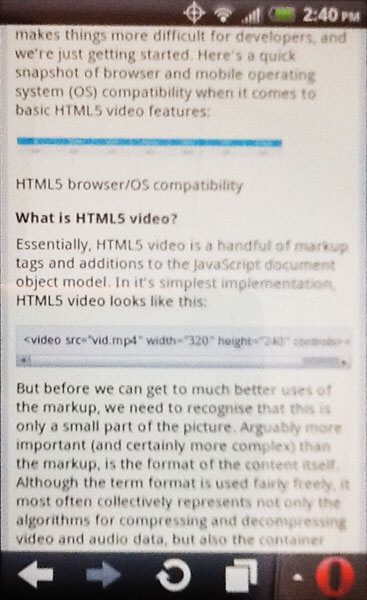 Image in place of table on HTC Evo, part 2.