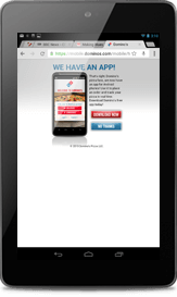 Screen shot of Dominos home page on Nexus 7.