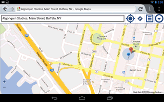 Animated GIF of 'Best Viewed in Chrome' 90s-era badge over mobile view of Google Maps