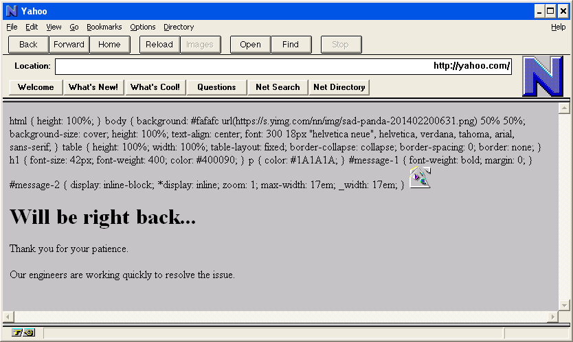 Screen capture of Yahoo in Netscape 1.0.