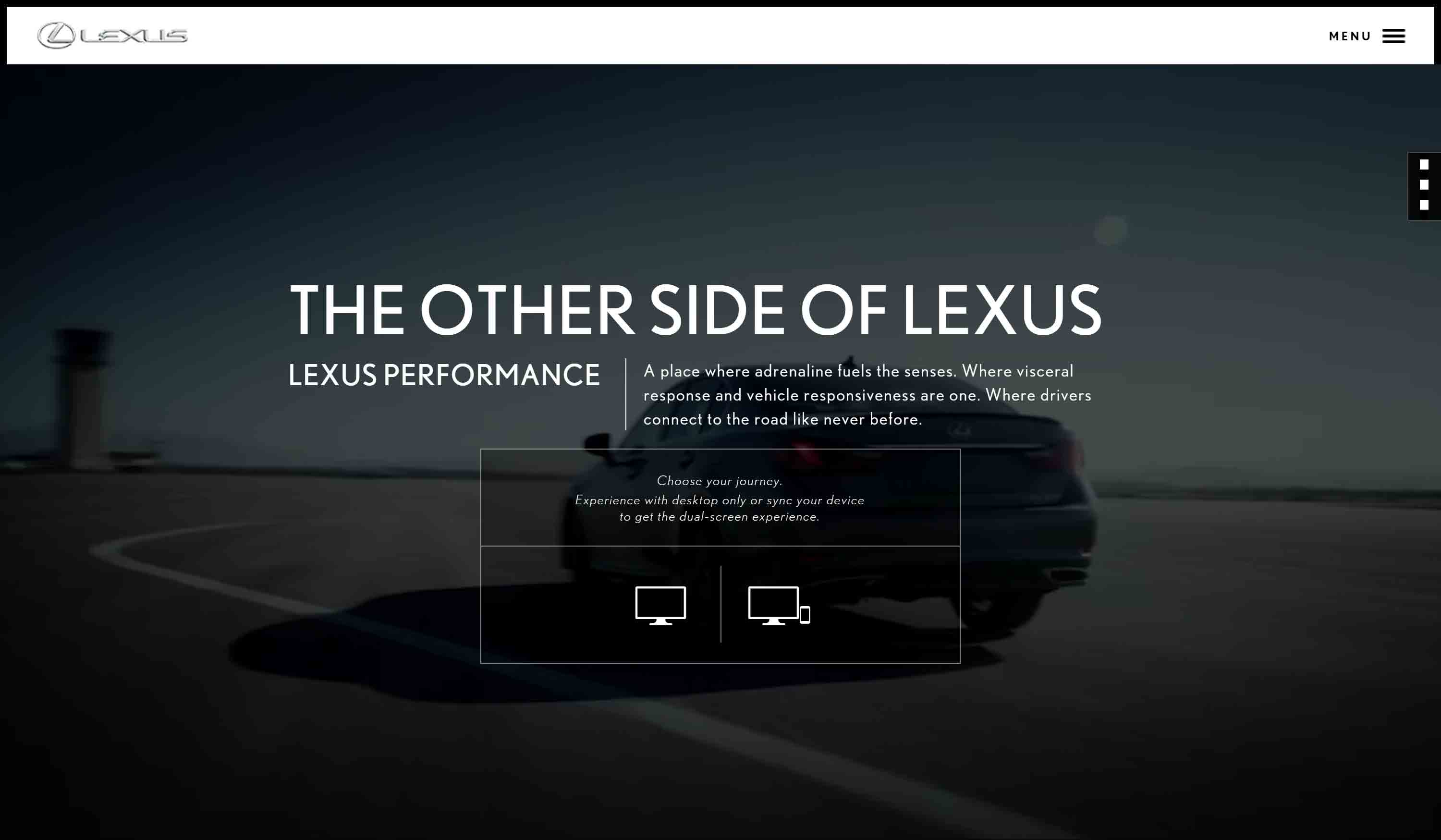 Lexus Performance site home page.