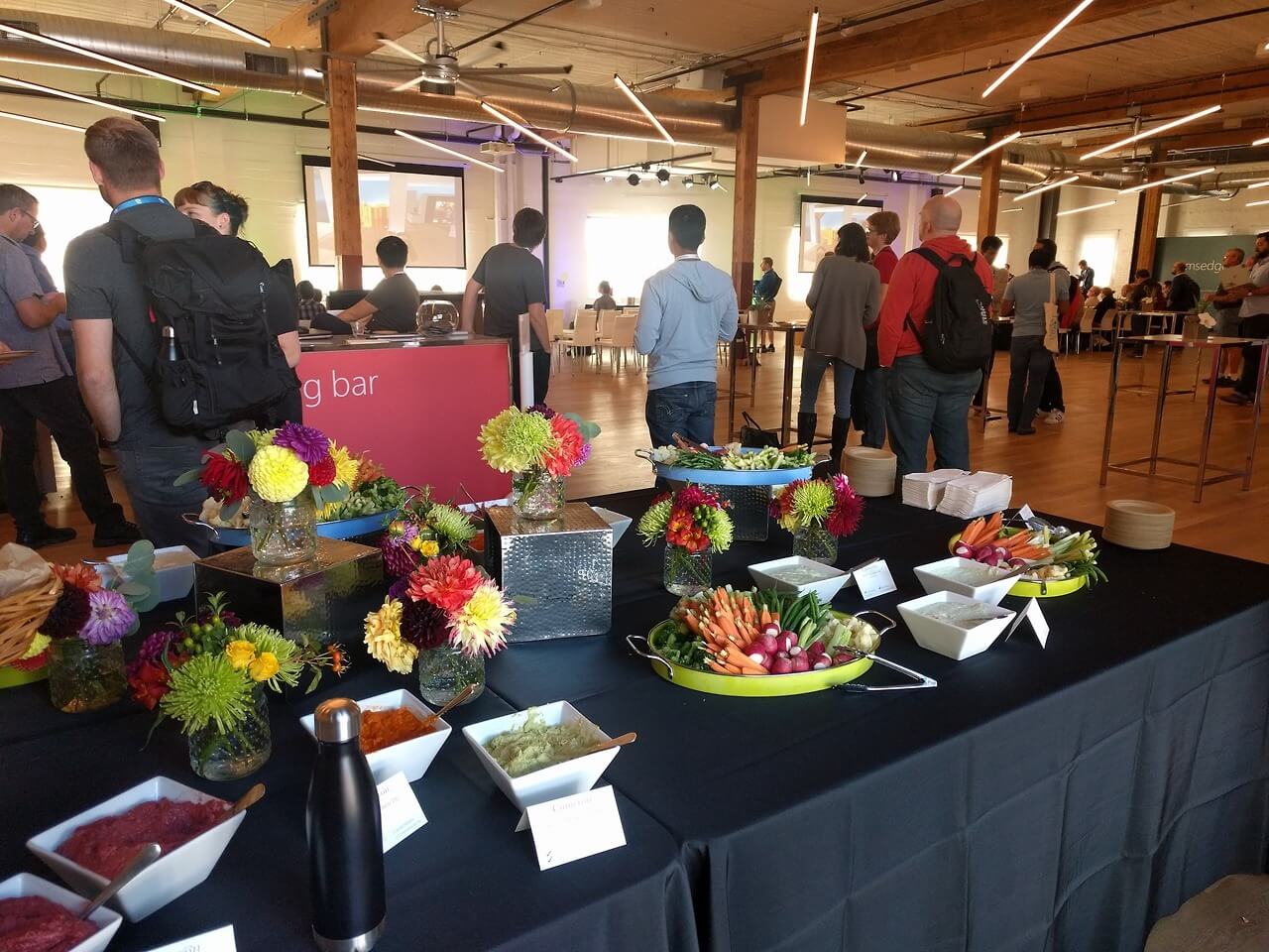 View of the food table set up for afternoon snacks.