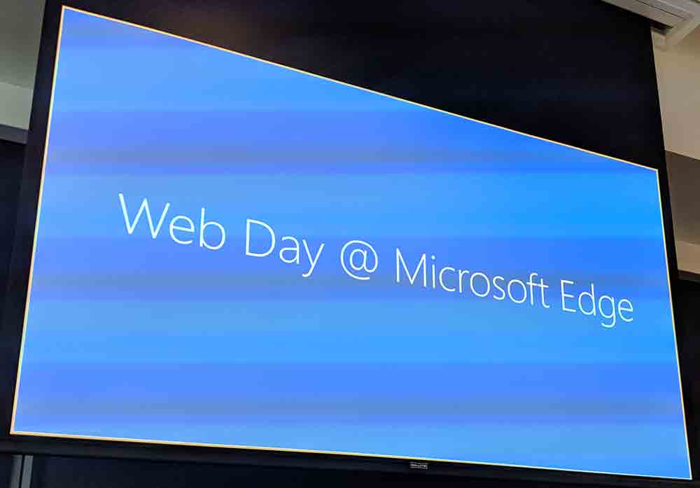Slide with the text ‘Web Day @ Microsoft Edge’