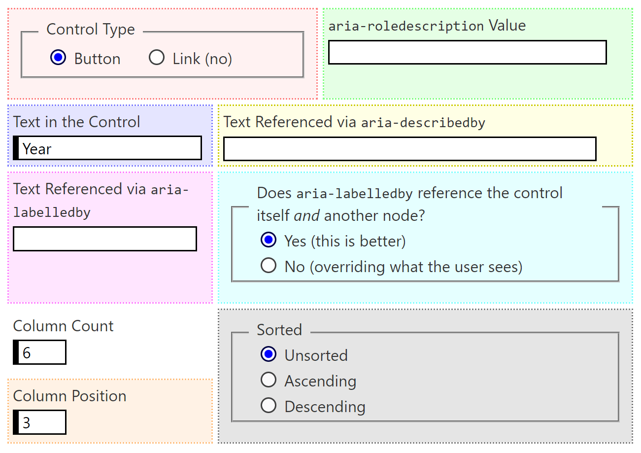 Screen shot of the form in my embedded example