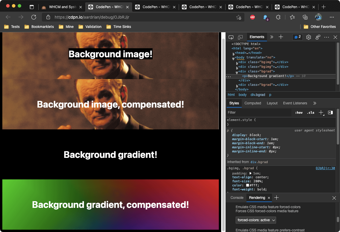 Background images and gradients with text.