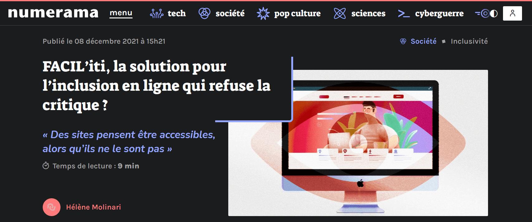 Numerana, headline: FACIL’iti, la solution pour l’inclusion en ligne qui refuse la critique? «Des sites pensent être accessibles, alors qu’ils ne le sont pas»