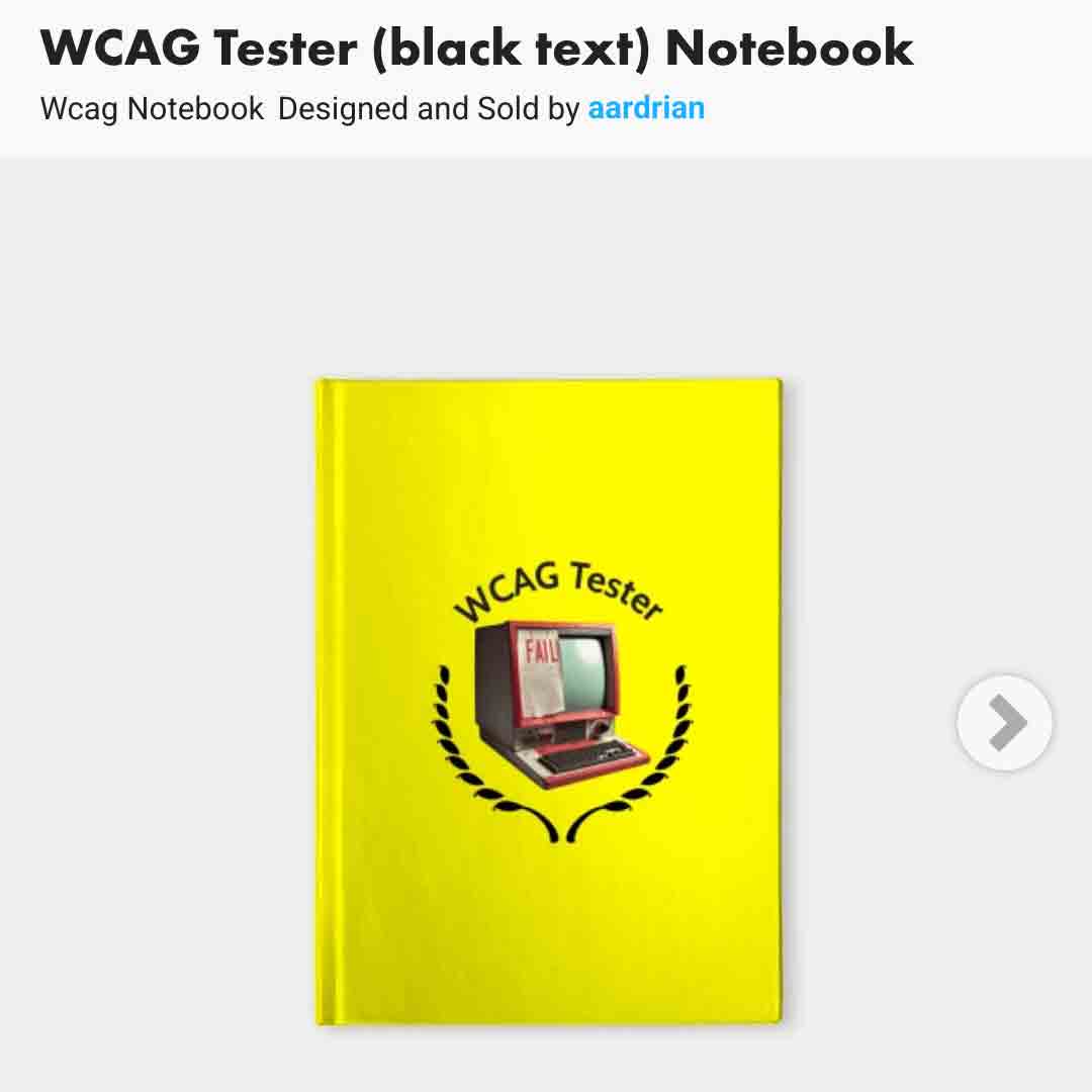 A yellow notebook with the text and wreath set in black. The logo is set in the middle, equal to about half the height of the notebook.