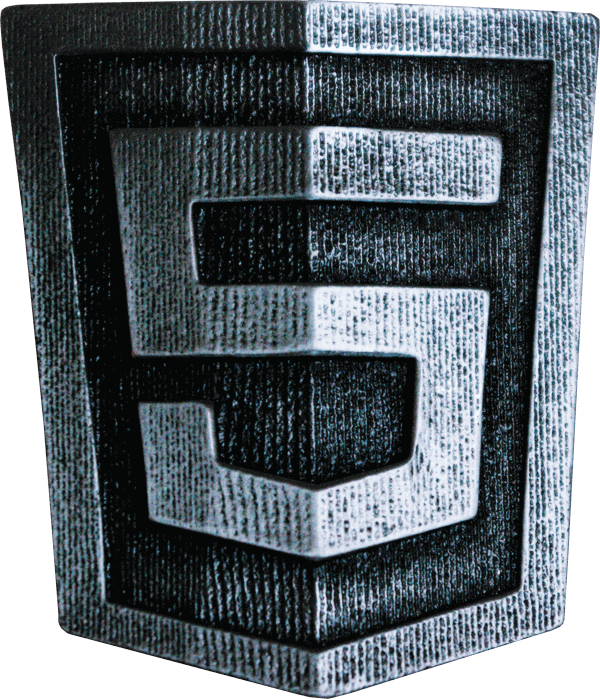 HTML5 logo printed in metal.