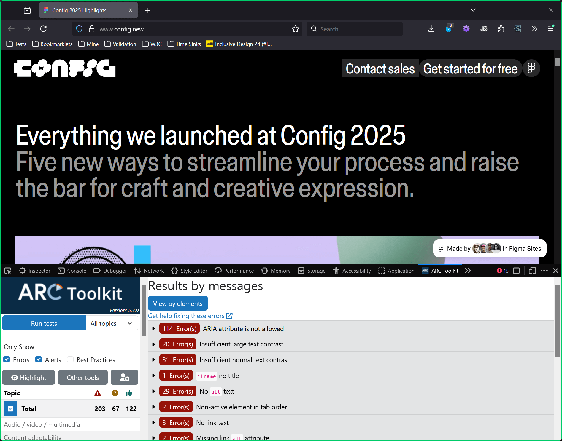 ARC results for the Config.new site.