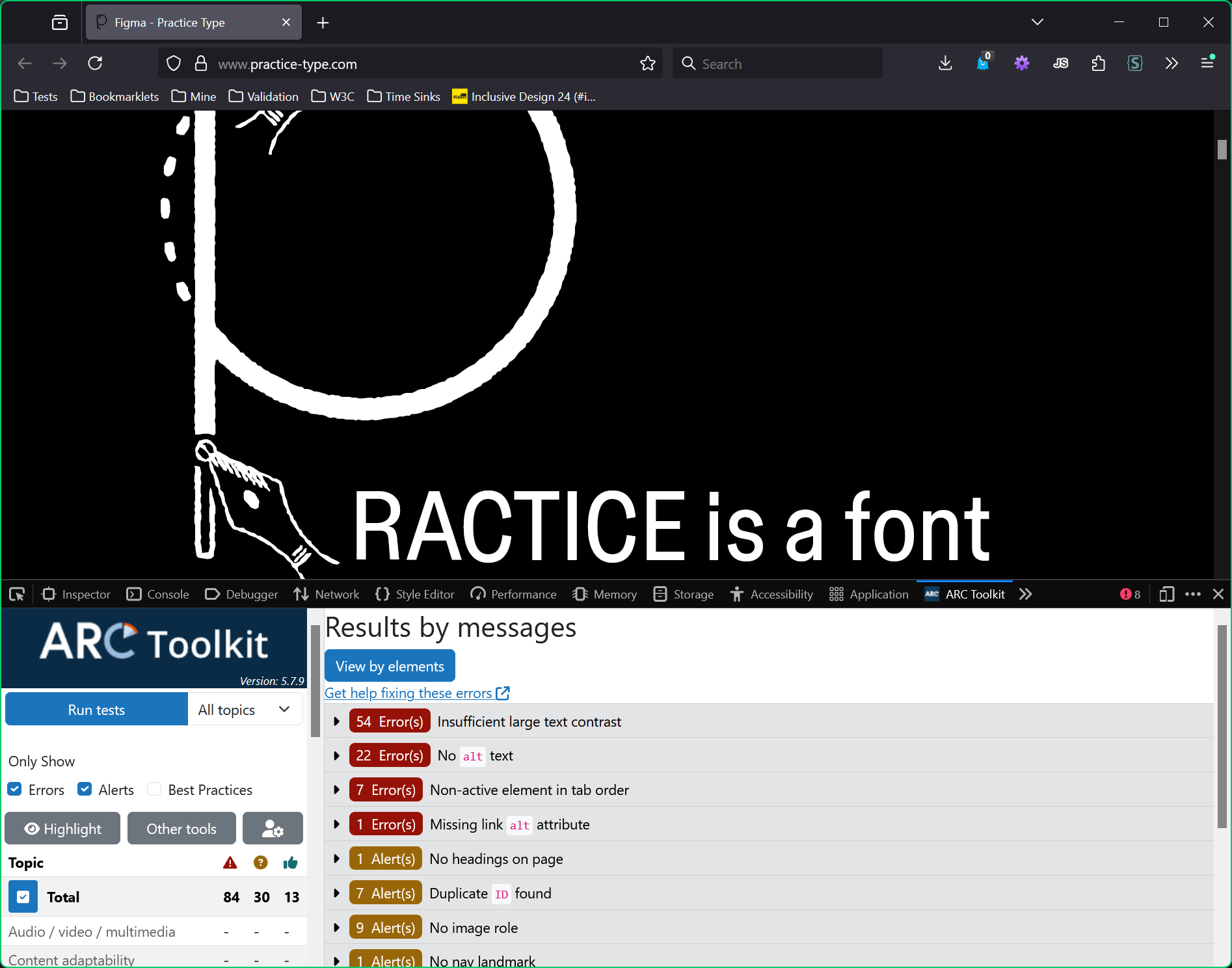 ARC results for the Practical-type.com site.