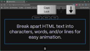 Still from a video using Narrator on a SplitText demo.